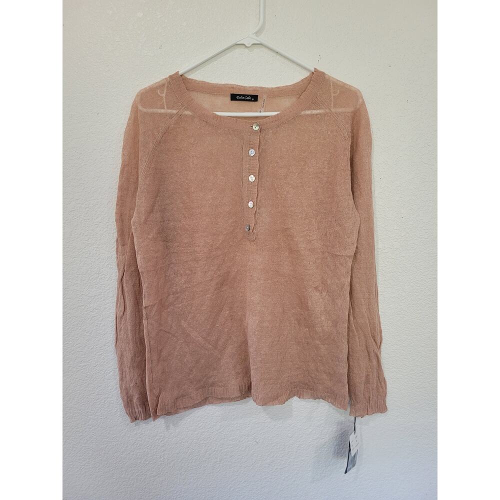 Dolce Cabo Pink Long Sleeve Shirt‎ size XL Sheer NEW #16